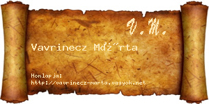 Vavrinecz Márta névjegykártya